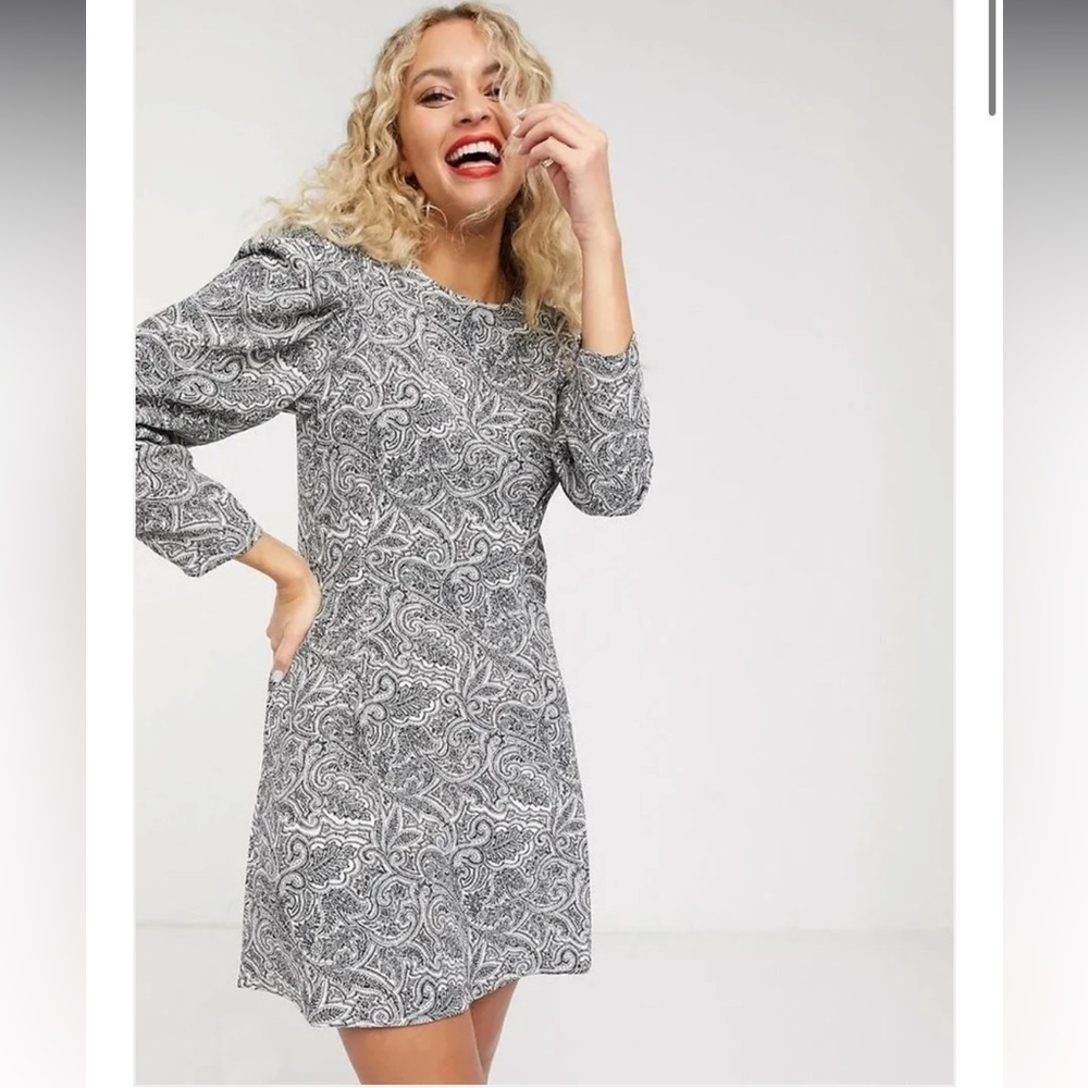 & Other Stories Paisley Puff Sleeve Mini Dress grunge witchy edgy elegant work